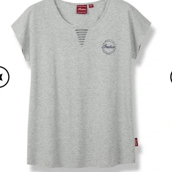 NWT Indian Motercycle Gray Circle Diamante T-Shirt - Picture 2 of 10